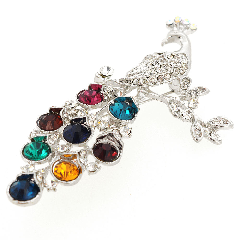 Multicolor Crystal Peacock Pin Brooch And Pendant