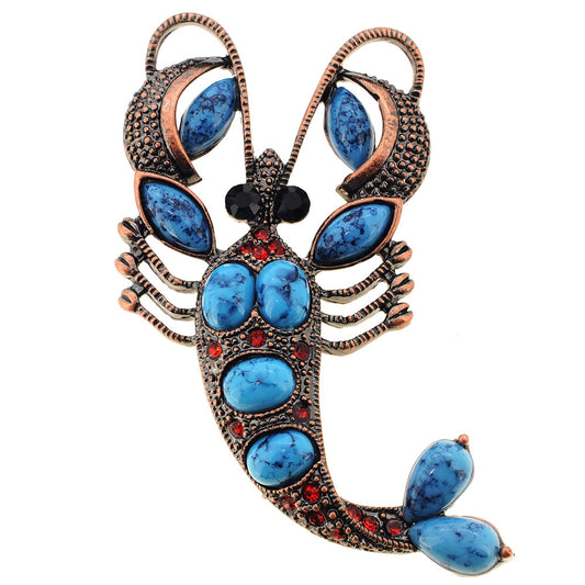 Turquoise Blue Lobster Pin Brooch