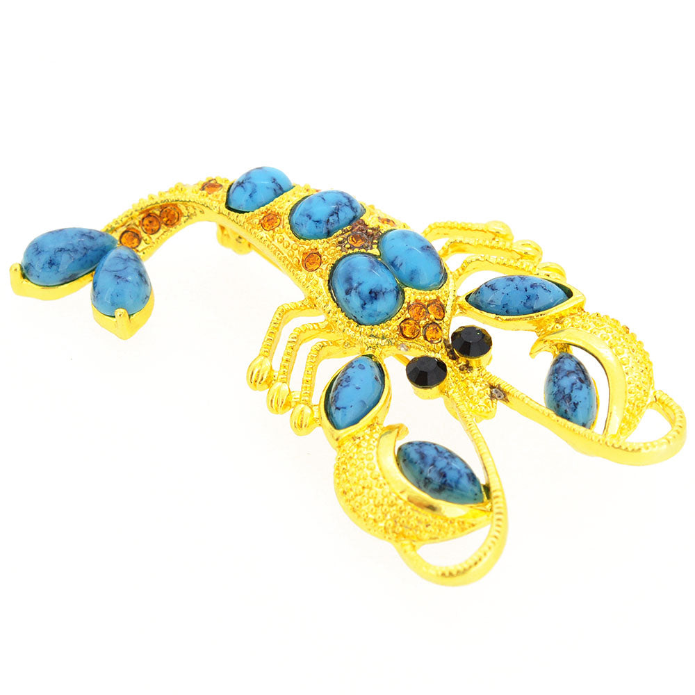 Golden Lobster Pin Brooch