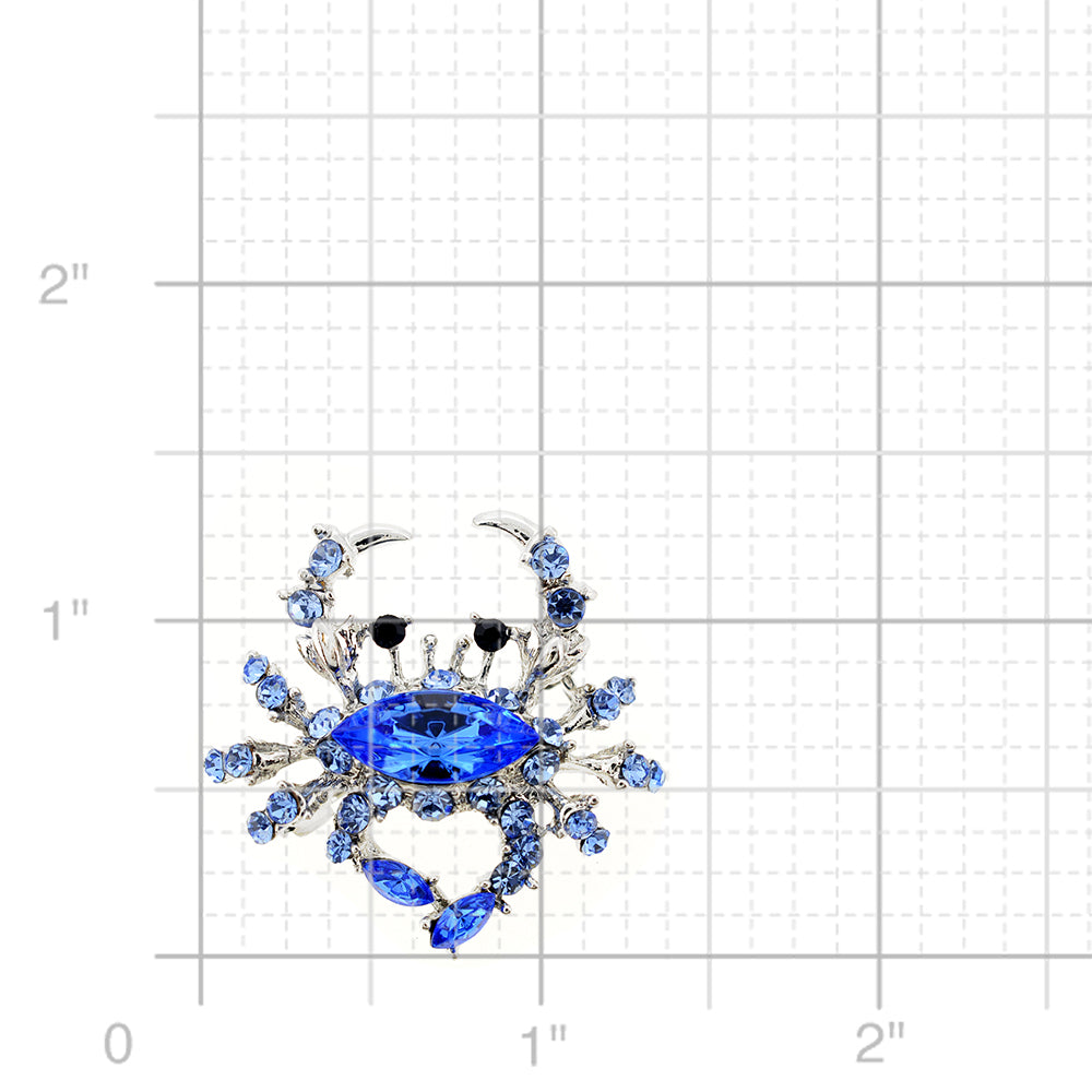 Blue Crab Sapphire Crystal Pin Brooch