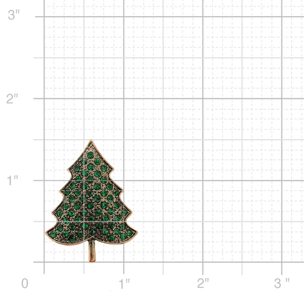 Vintage Style Emerald Green Christmas Tree Crystal Pin Brooch