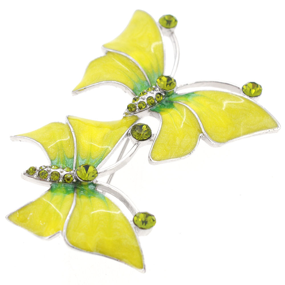 Yellow Butterfly Crystal Pin Brooch