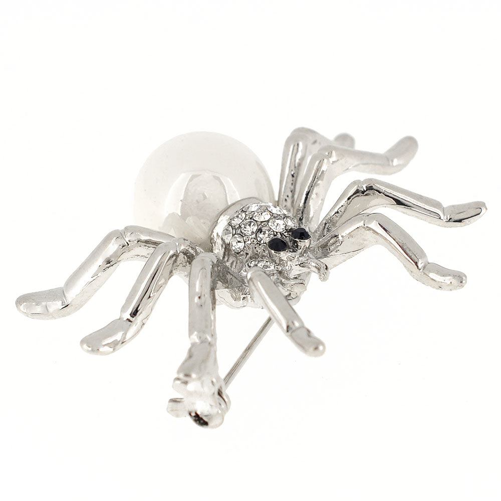 Crystal & Chrome Spider Pin