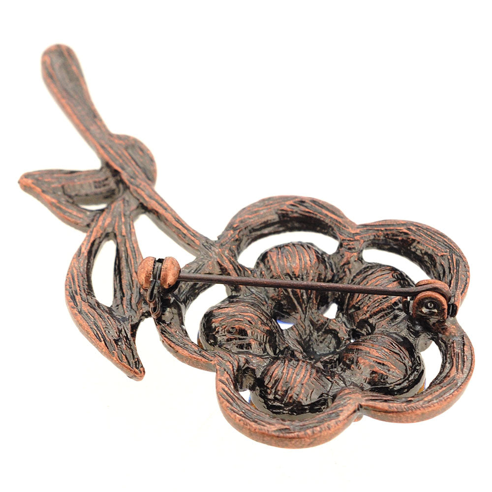 Vintage Style Blue Flower Sapphire Crystal Pin Brooch