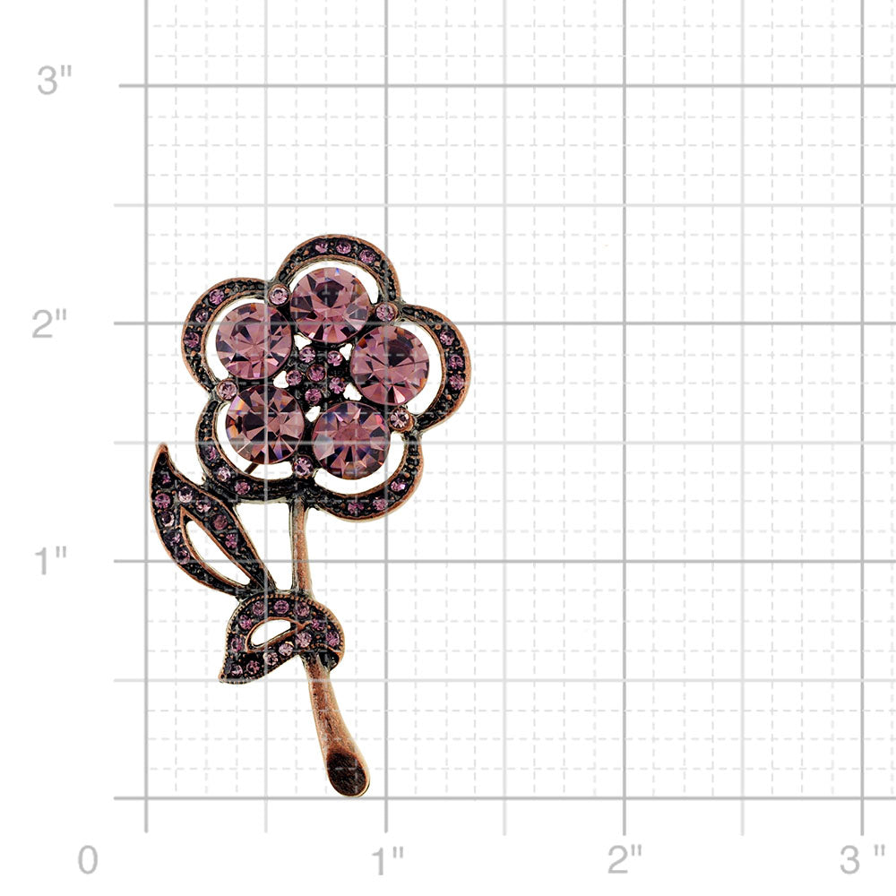Vintage Style Purple Flower Amethyst Crystal Pin Brooch