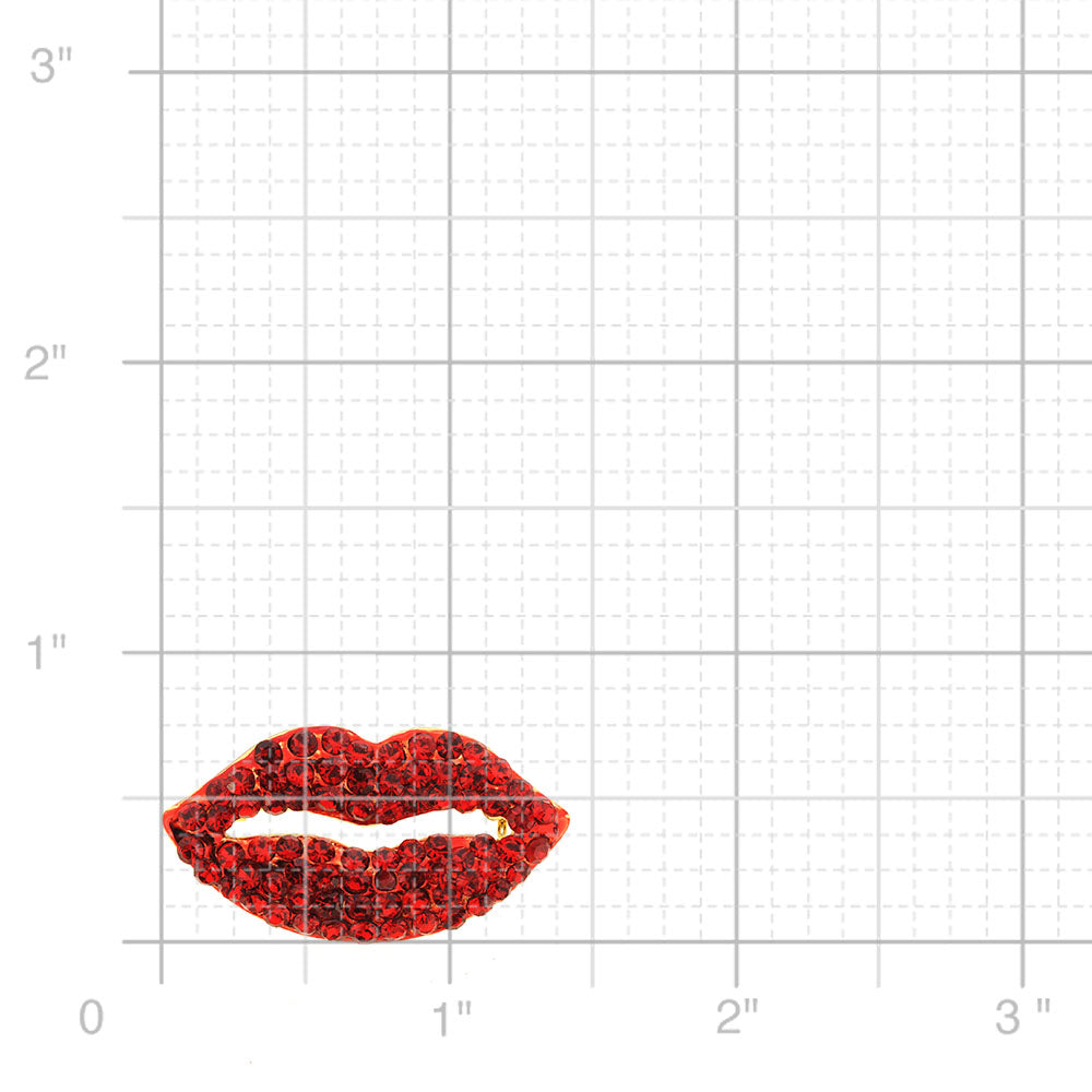 Ruby Red Crystal Lips Pin Brooch