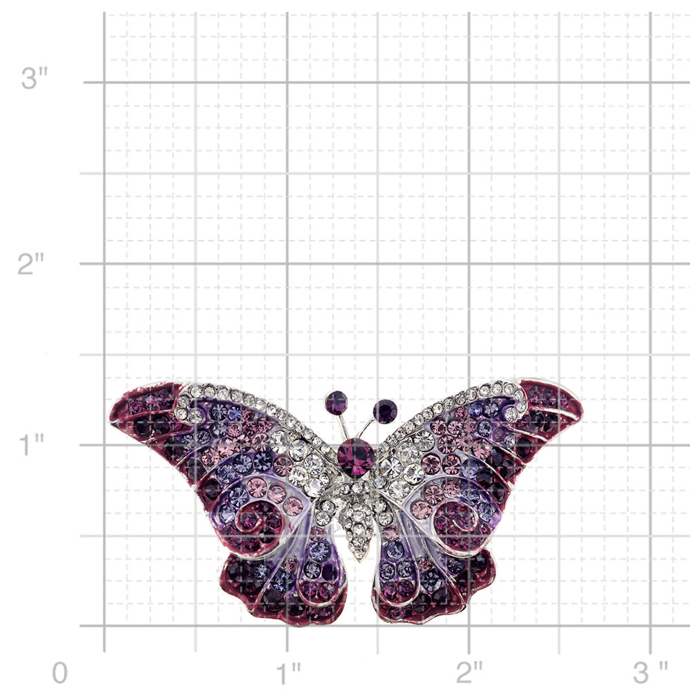 Purple Crystal Butterfly Pin Brooch