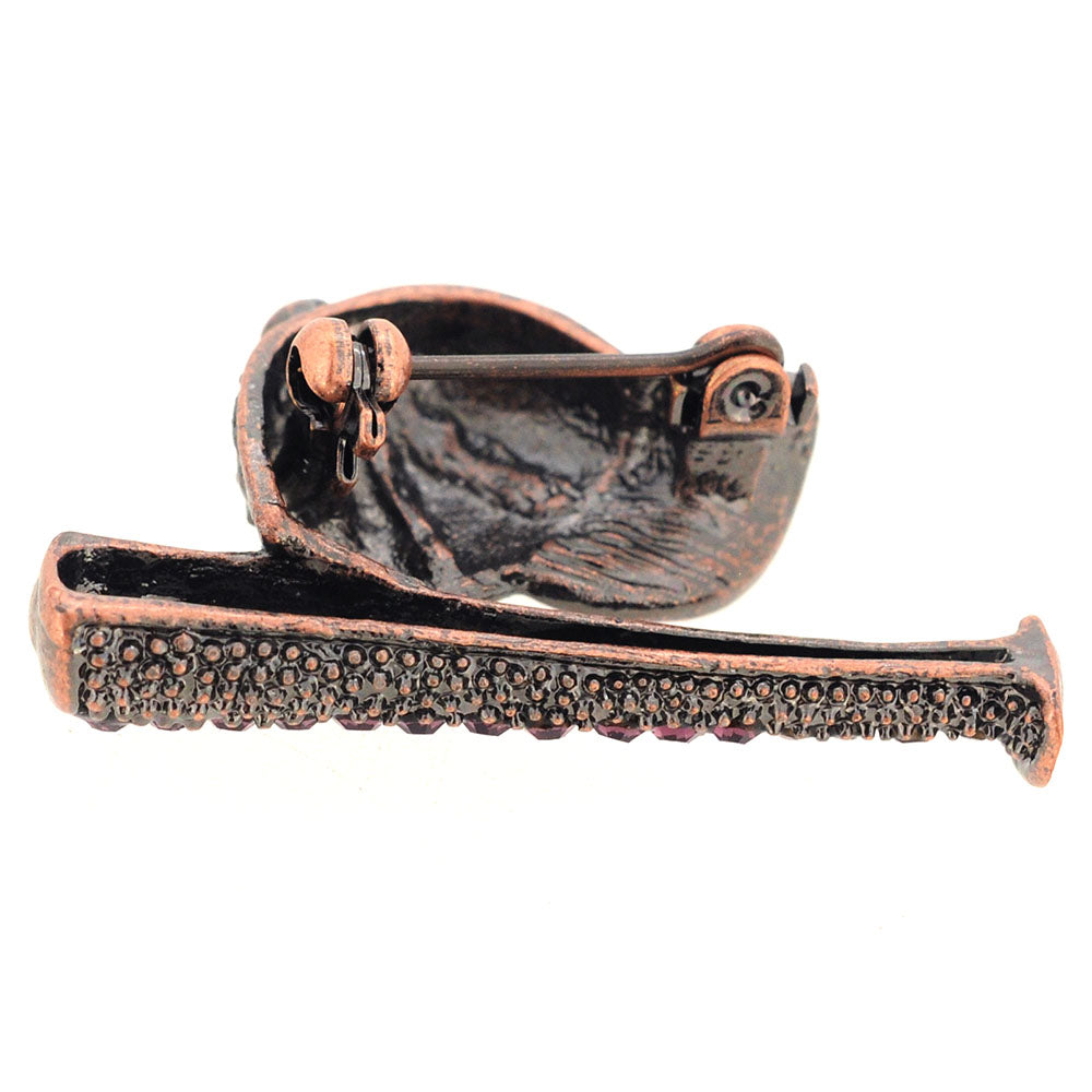 Amethyst Purple Baseball Cap and Bat Set Pin Brooch