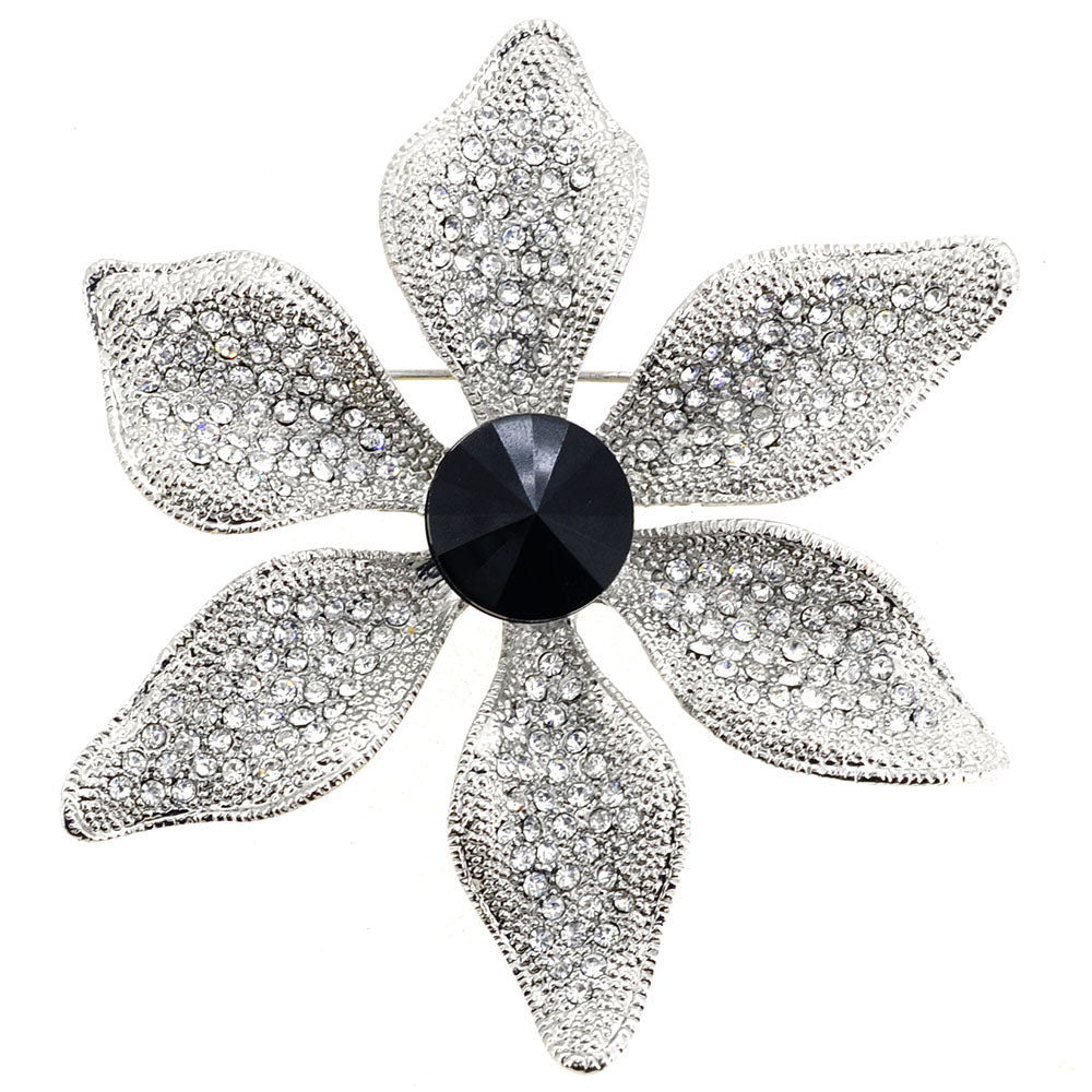 Silver Flower Floral Pin Brooch
