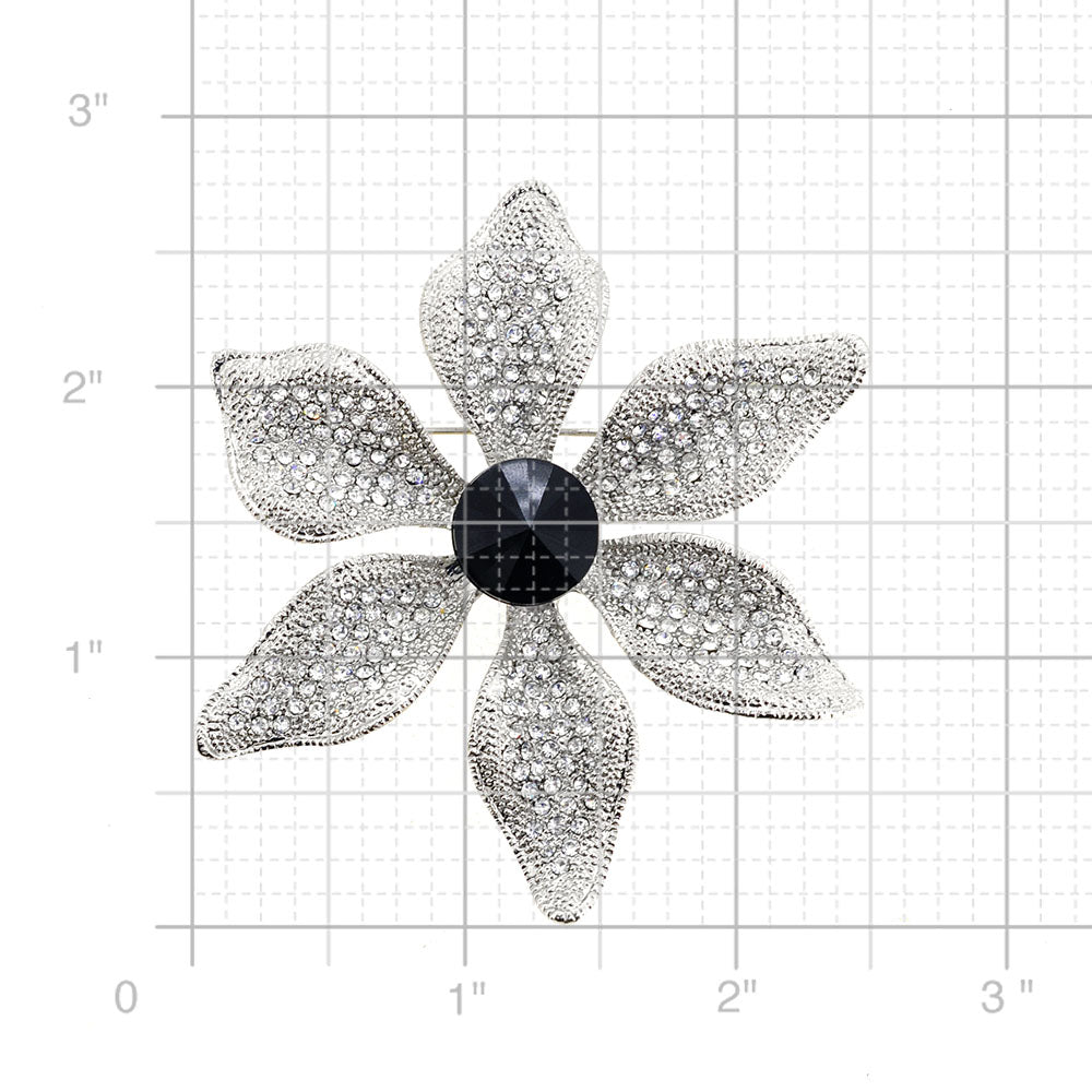 Silver Flower Floral Pin Brooch