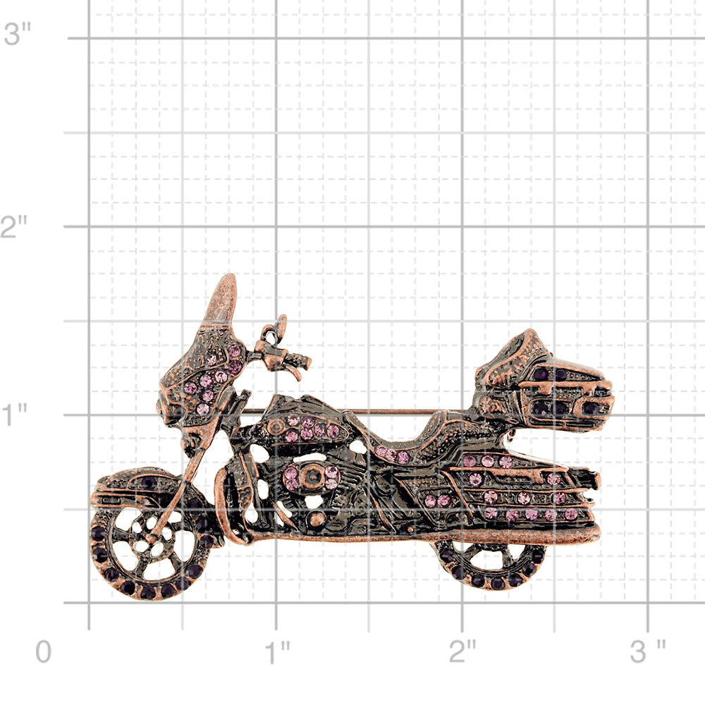 Pink Motorcycle Crystal Pin Brooch