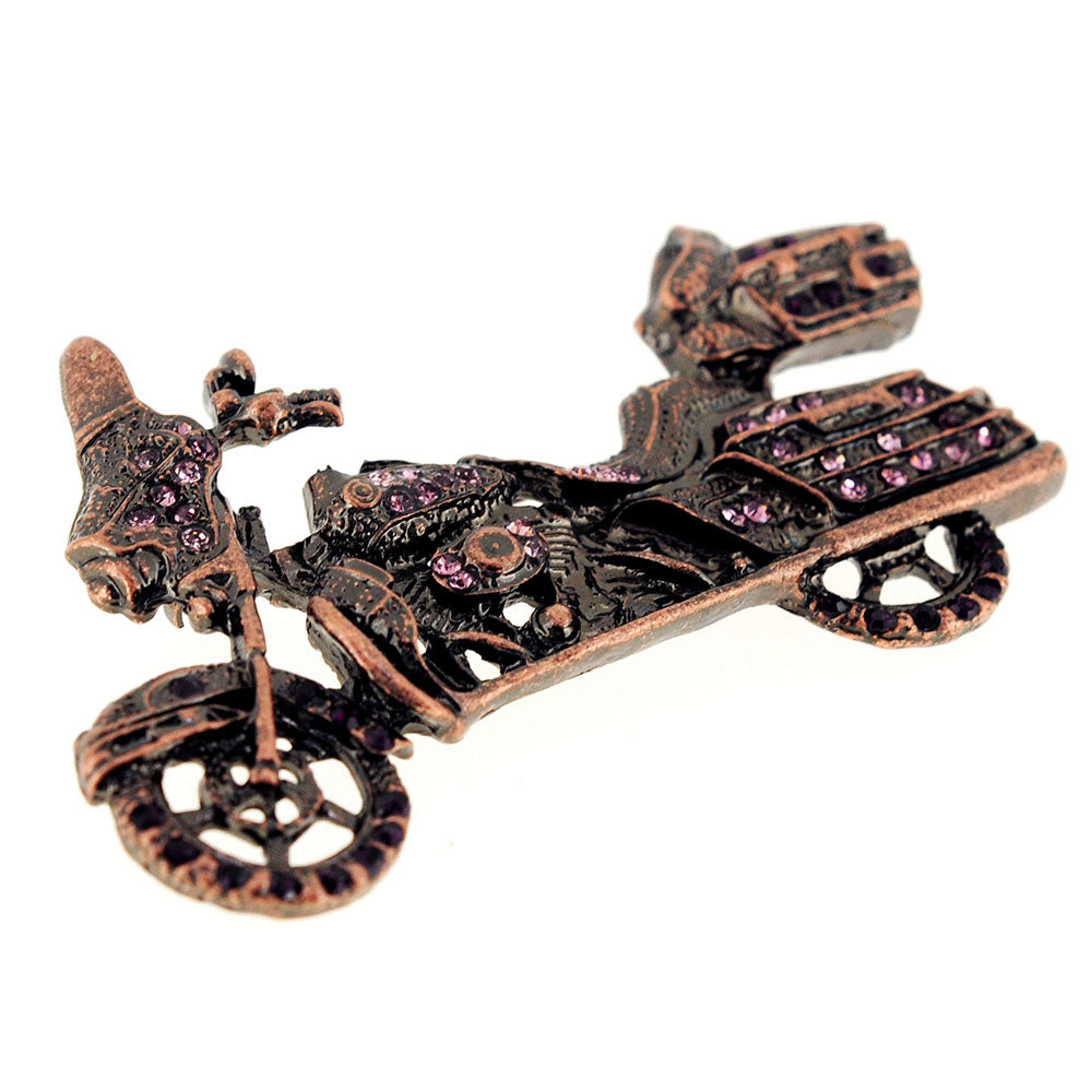 Pink Motorcycle Crystal Pin Brooch