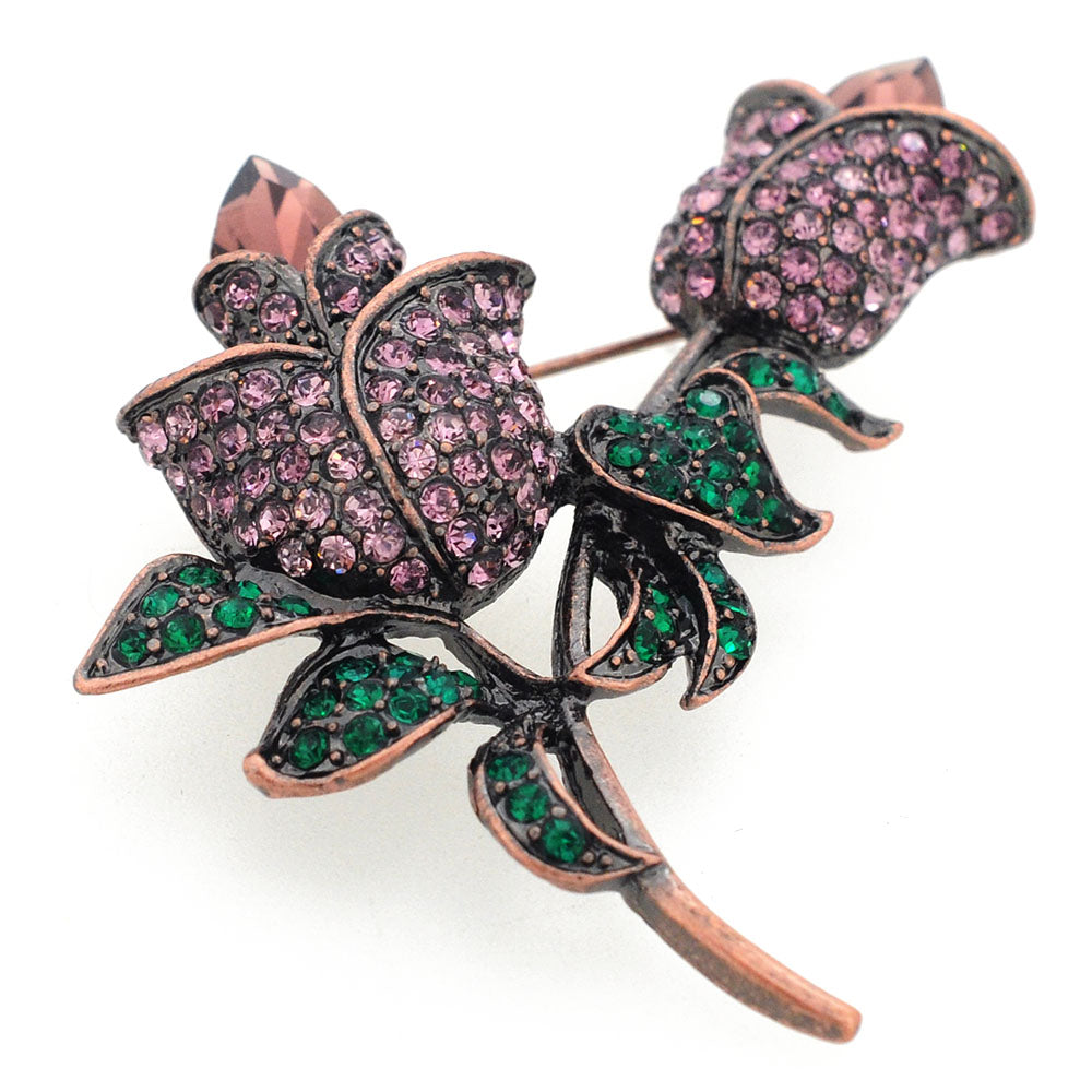 Amethyst Crystal Tulip Flower Pin Brooch