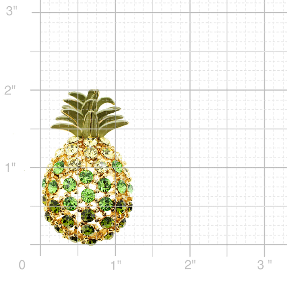 Multicolor Golden Pineapple Crystal Pin Brooch
