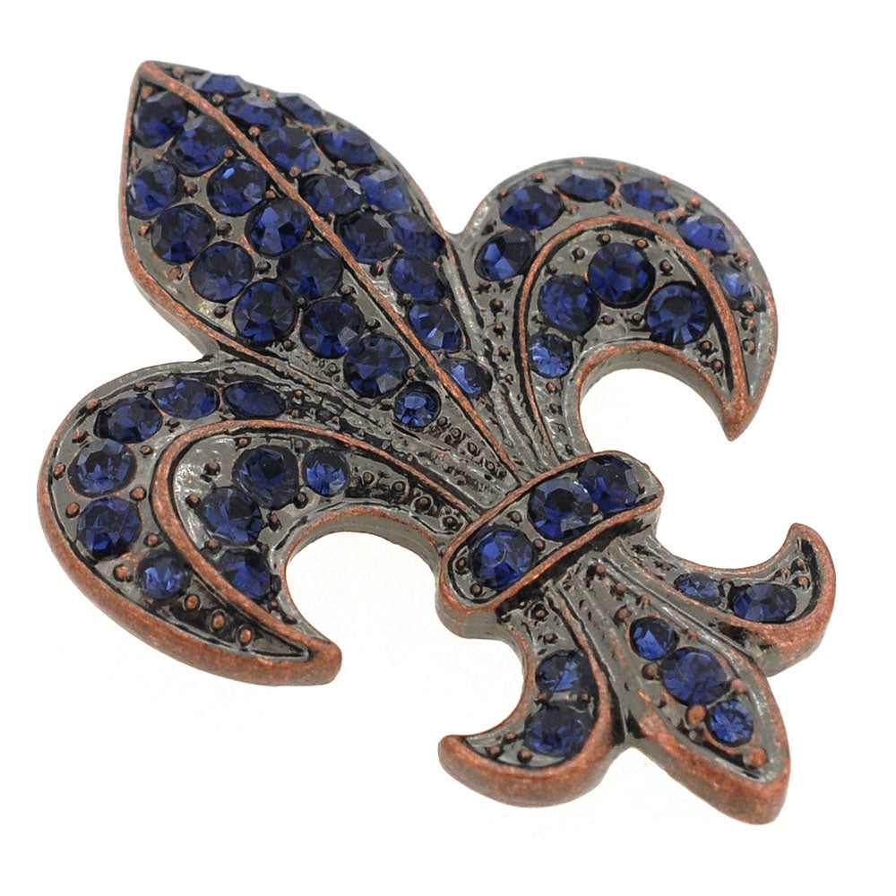 Vintage Style Montana Blue Fleur-De-Lis Crystal Brooch and Pendant