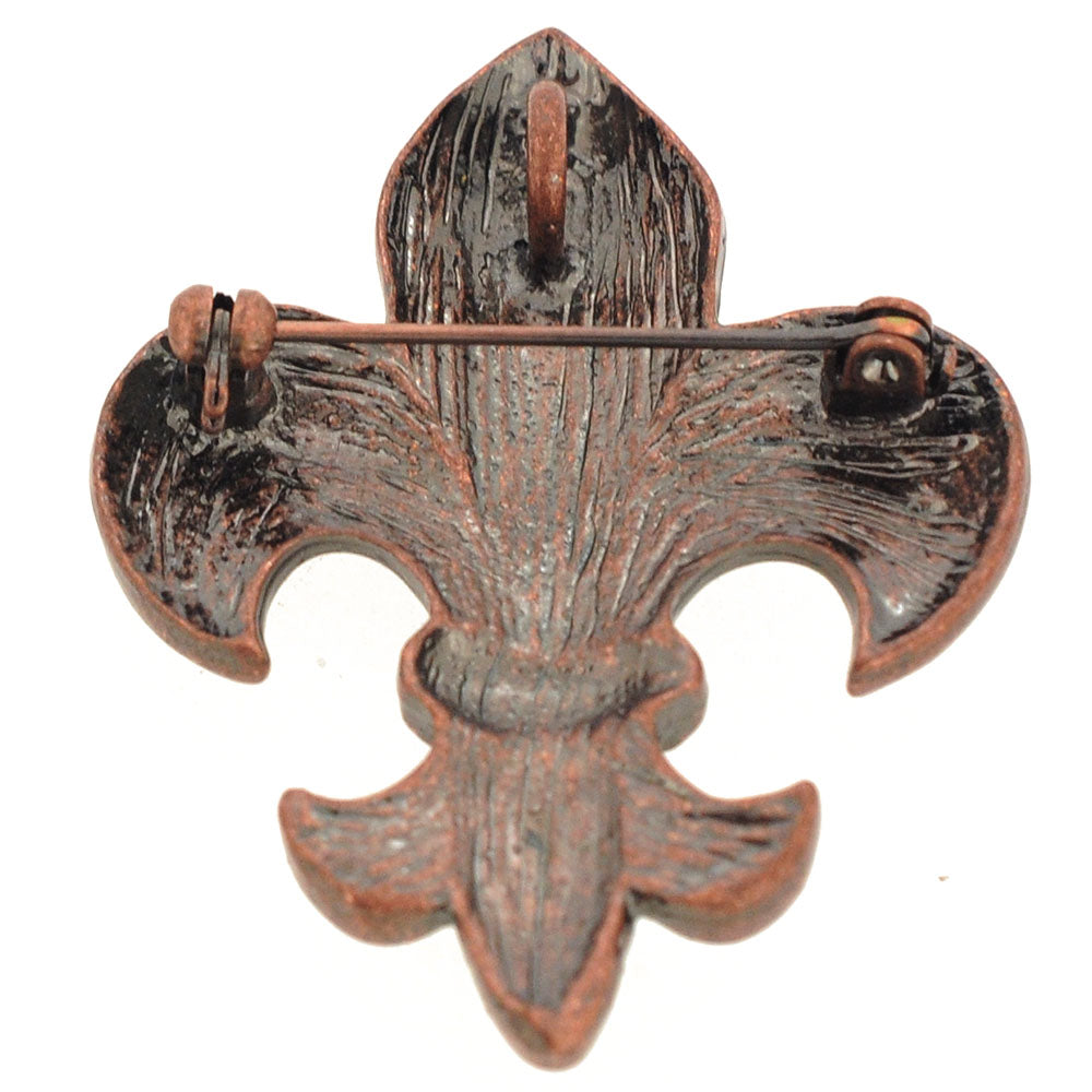 Vintage Style Montana Blue Fleur-De-Lis Crystal Brooch and Pendant