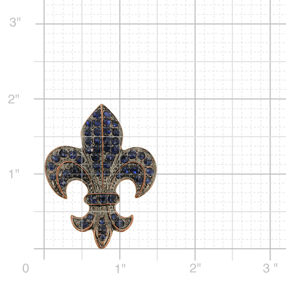 Vintage Style Montana Blue Fleur-De-Lis Crystal Brooch and Pendant