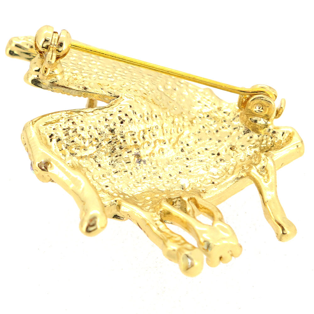 Golden Aurore Boreale Piano Music Crystal Pin Brooch