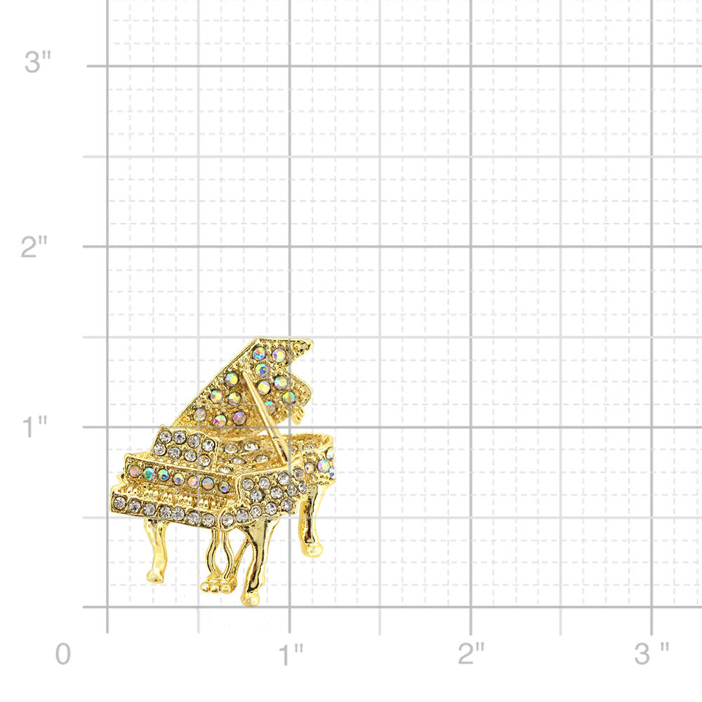Golden Aurore Boreale Piano Music Crystal Pin Brooch