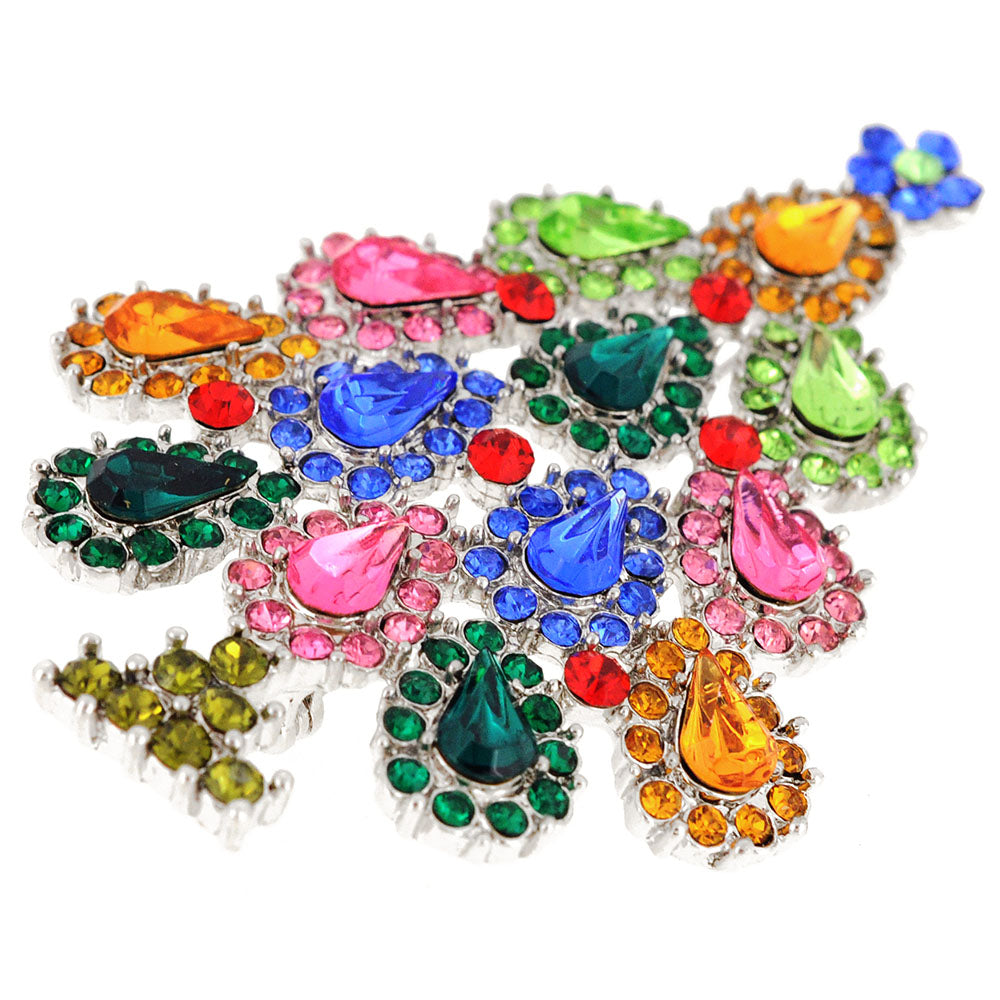 Multicolor Crystal Christmas Tree Pin Brooch