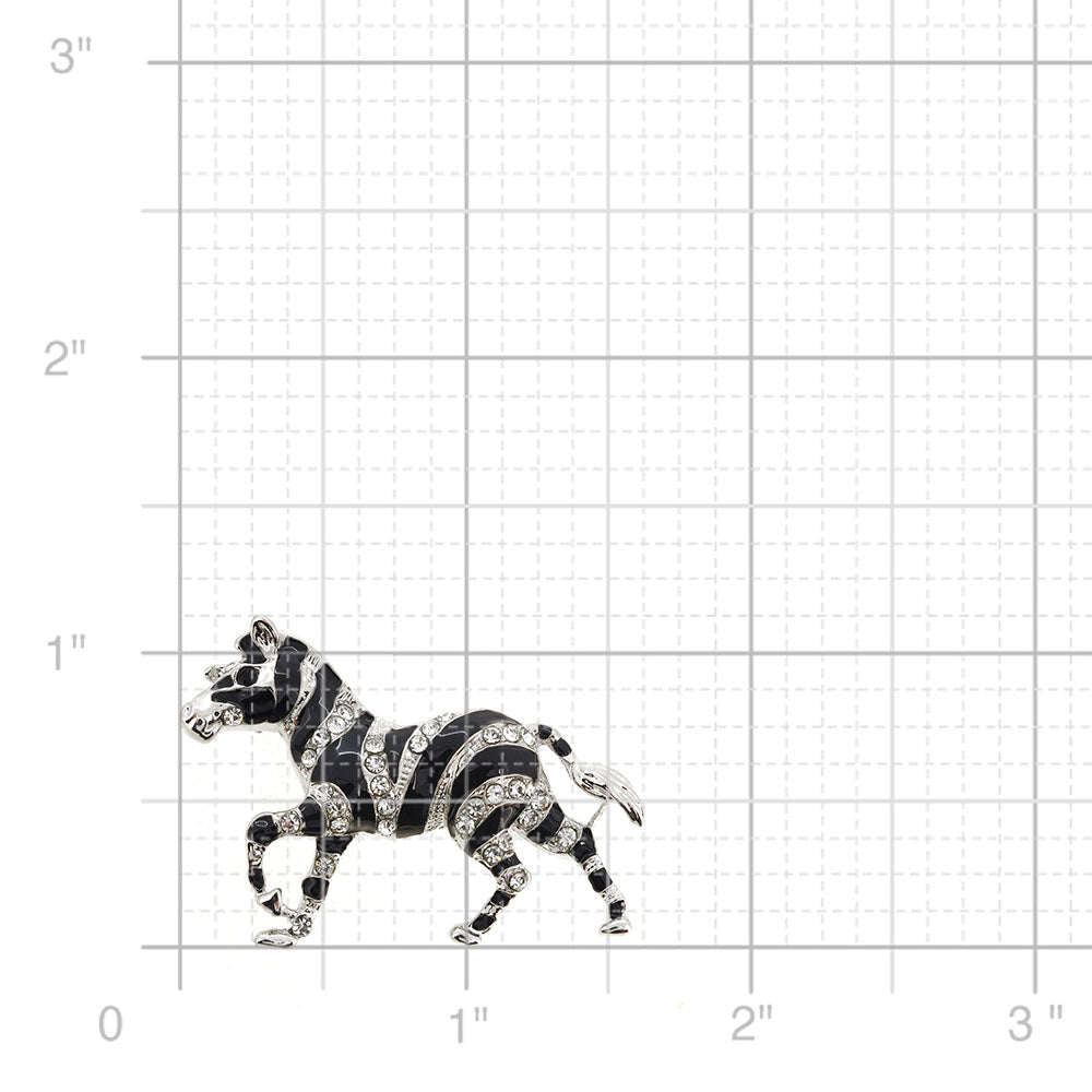 Black & White Zebra Crystal Brooch Pin