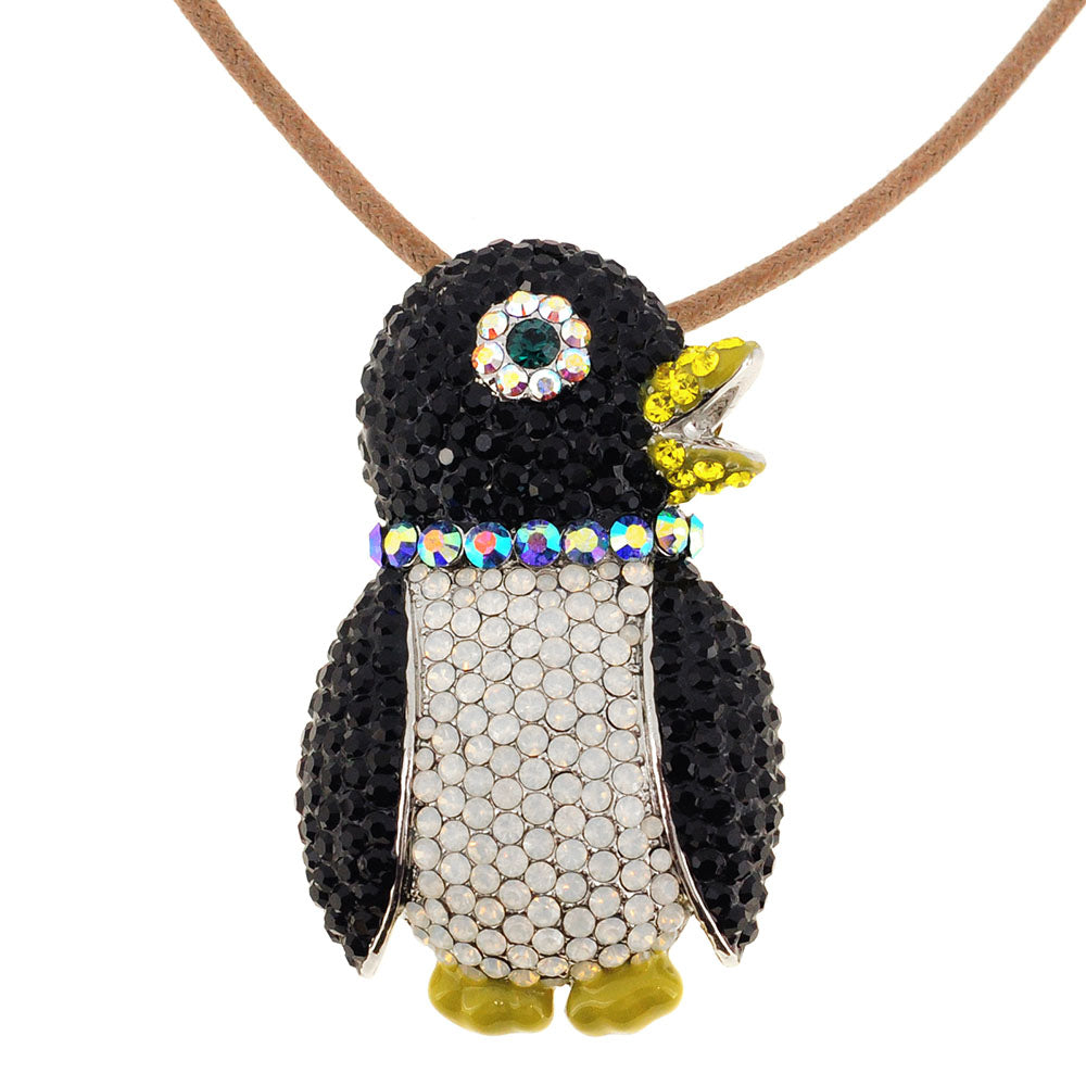 Black White Penguin Swarovski Crystal Pin Brooch And Pendant