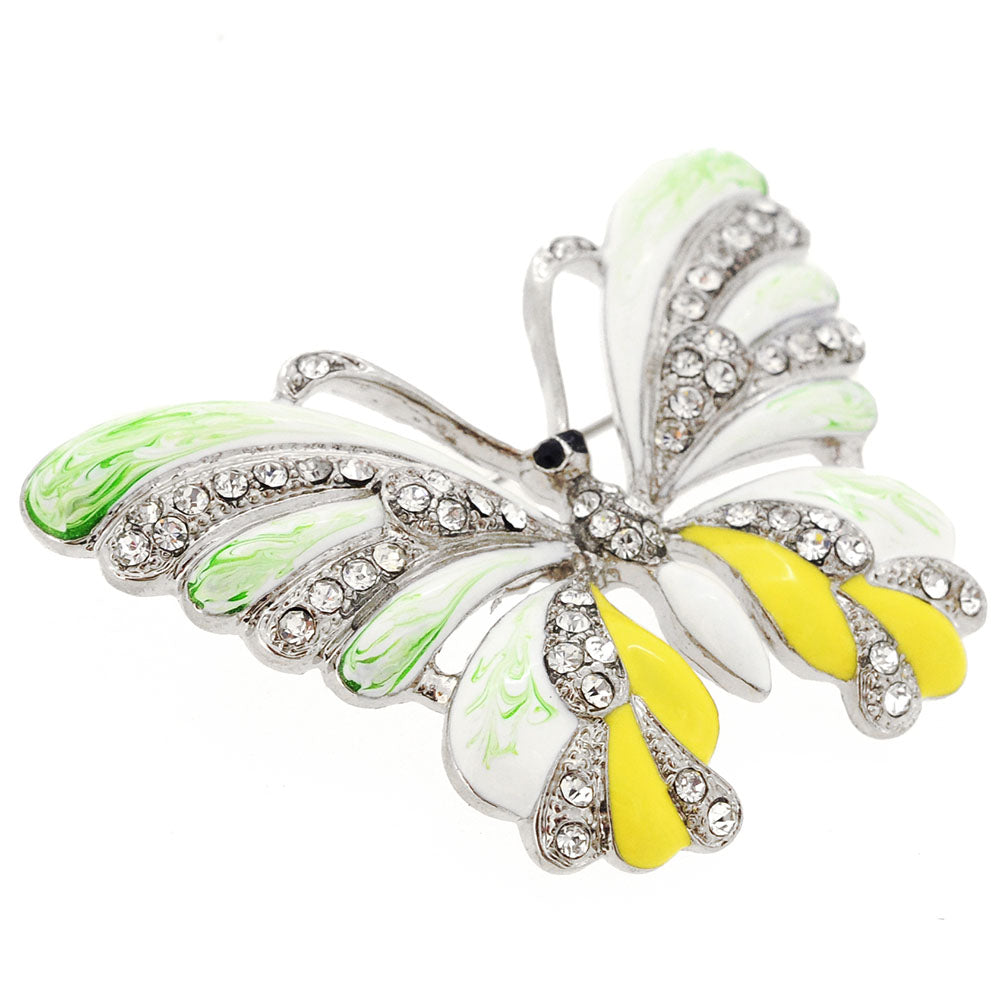 Tri-Color Enamel Wing Butterfly Brooch