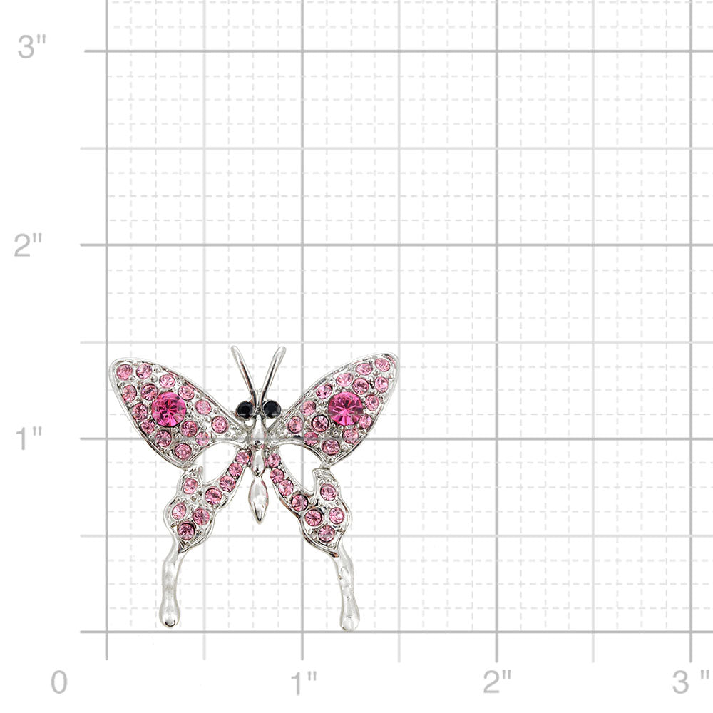 Floating Rose Pink Butterfly Pin