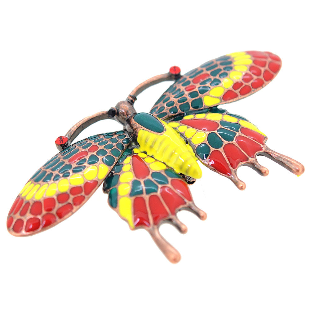 Antique Tri-Color Enamel Butterfly Pin