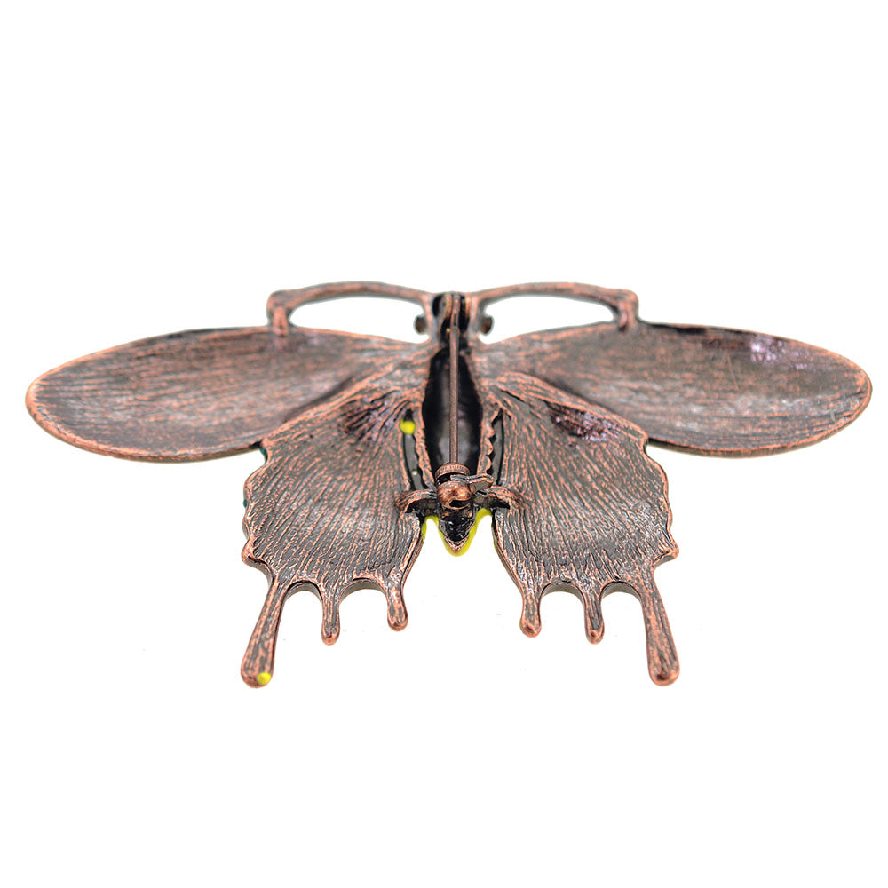 Antique Tri-Color Enamel Butterfly Pin