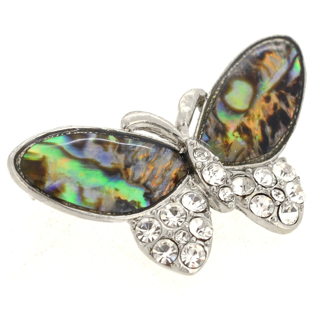 Ocean Shell Crystal Butterfly Pin