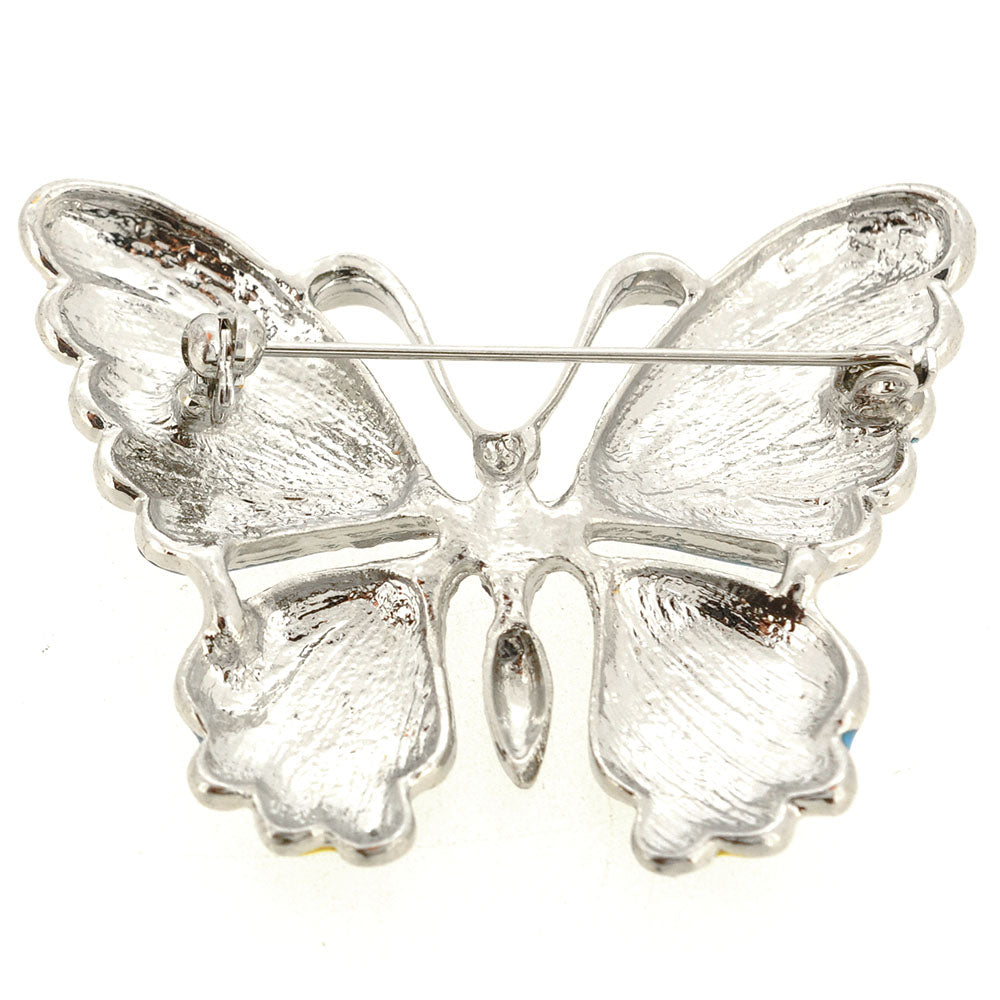 Blue Green Yellow Enamel Butterfly Brooch Pin