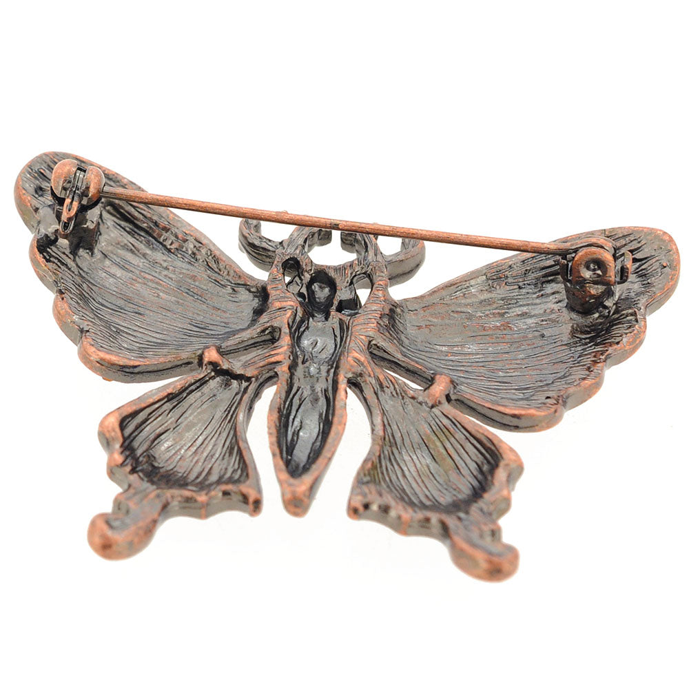 Vintage Style Sapphire Blue Butterfly Crystal Pin Brooch