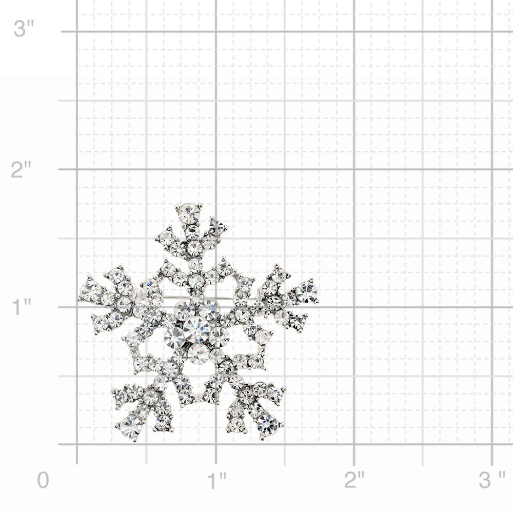 Silver Christmas Snowflake Crystal Brooch Pin