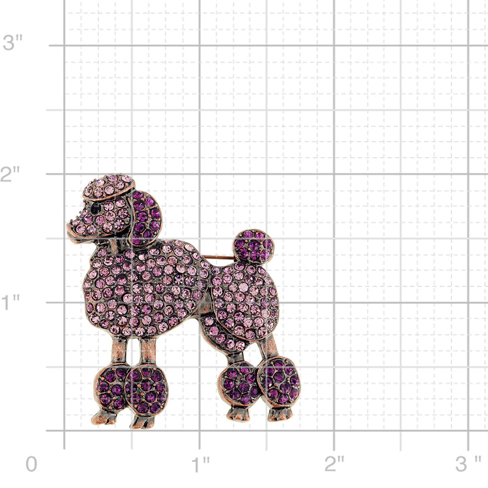 Purple Poodle dog Amethyst Crystal Pin Brooch