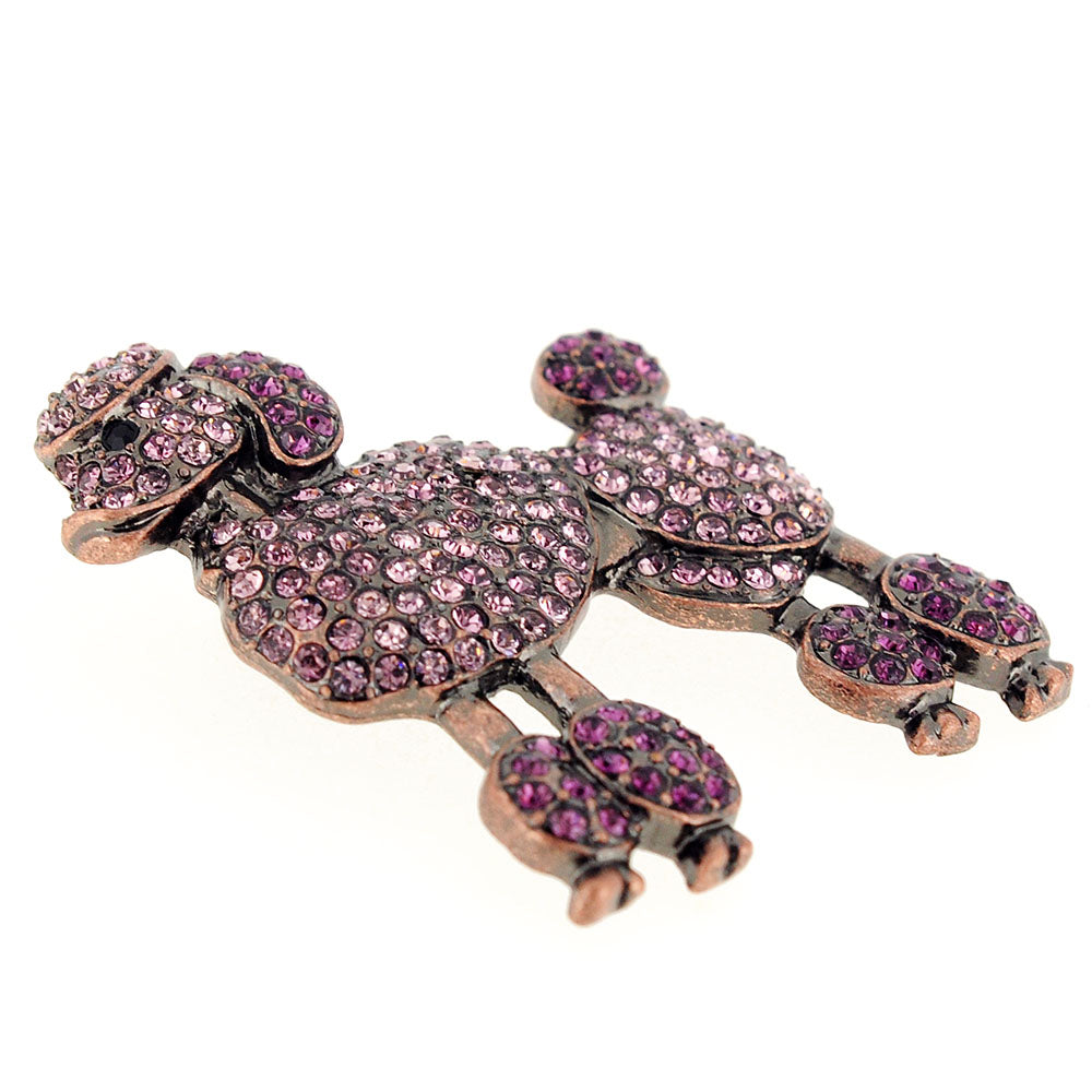 Purple Poodle dog Amethyst Crystal Pin Brooch