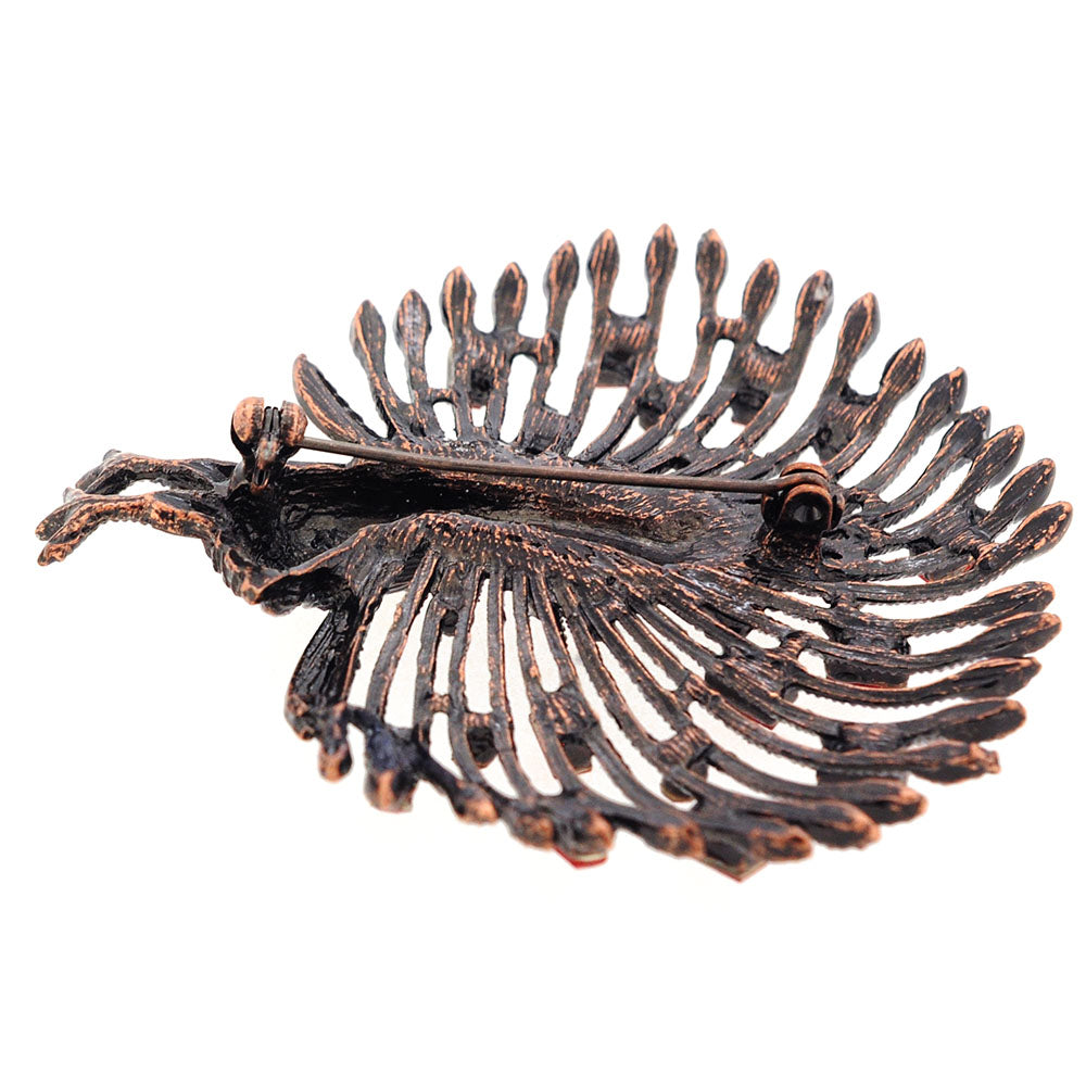 Red Peacock Brooch Pin