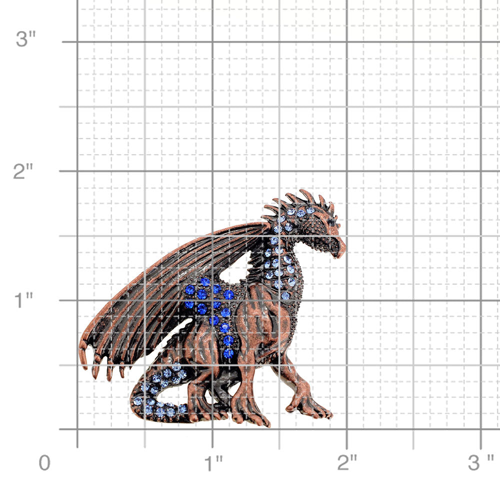 Vintage Style Mythical Flying Dragon Sapphire Crystal Brooch Pin