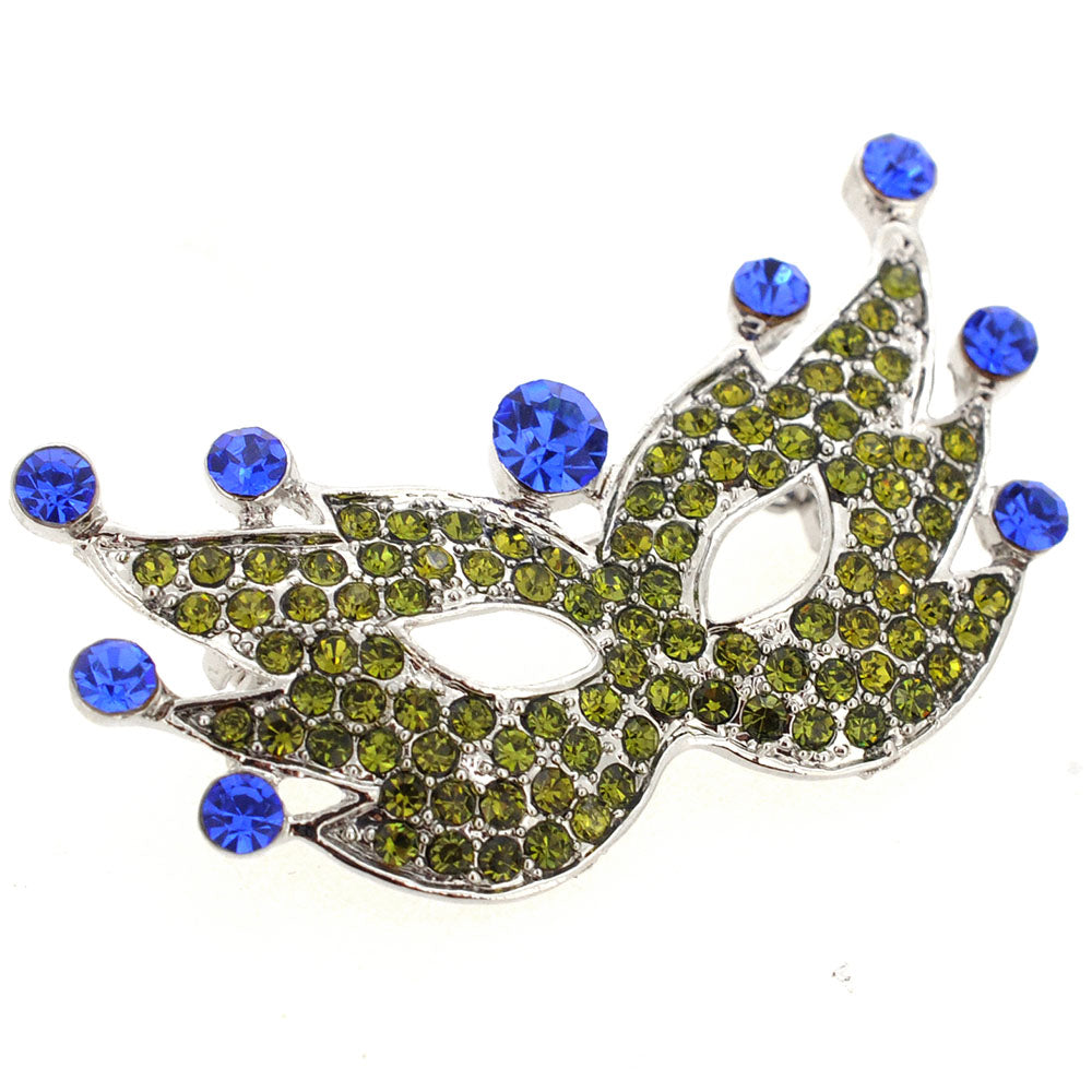 Green Blue Masquerade Mask Pin Brooch