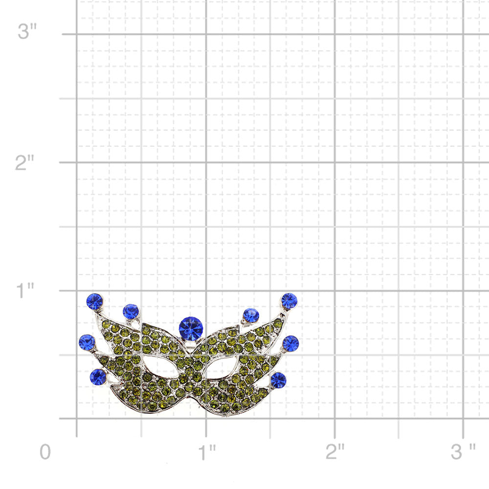 Green Blue Masquerade Mask Pin Brooch