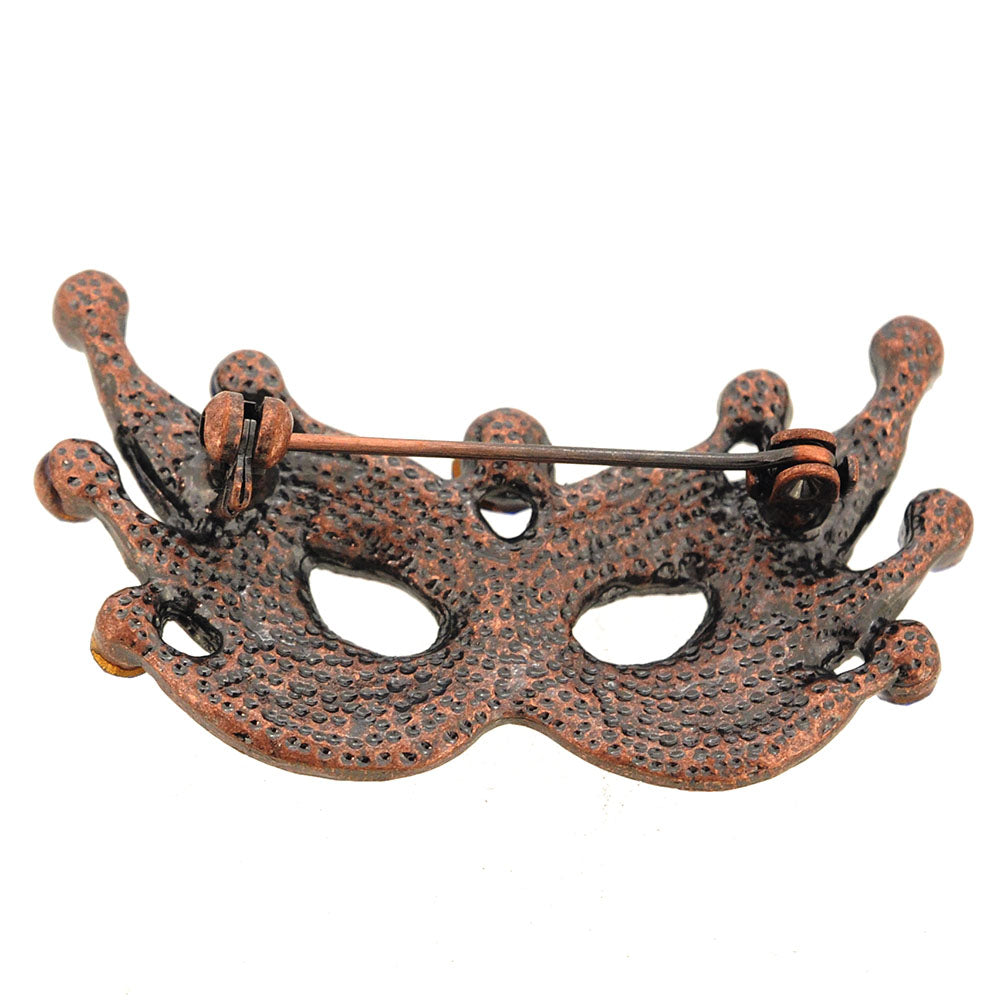 Sapphire Blue Crystal Masquerade Mask Pin Brooch