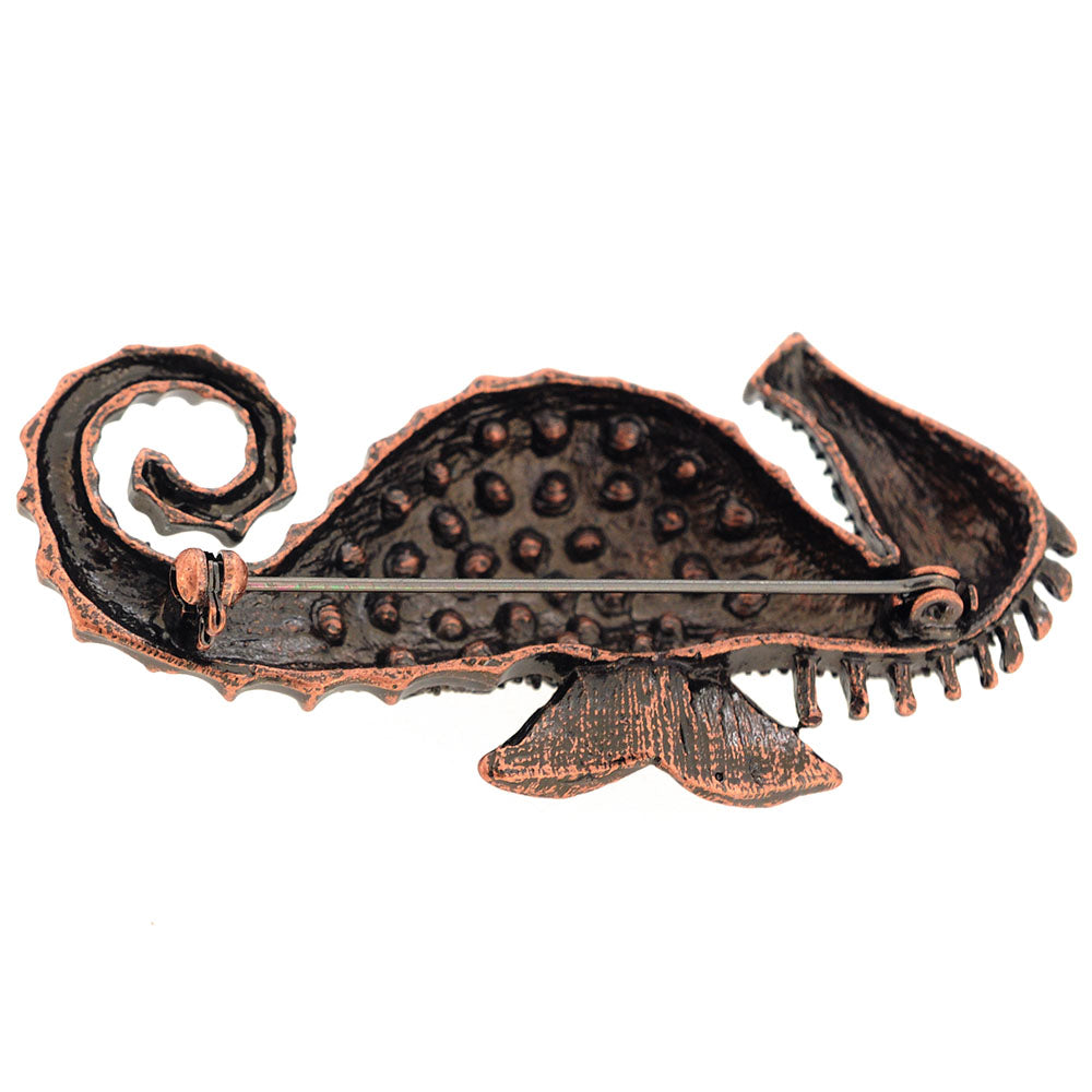 Emerald Green Seahorse Crystal Brooch Pin