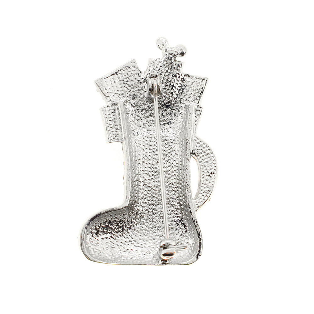 Red Crystal Christmas Stocking Pin Brooch