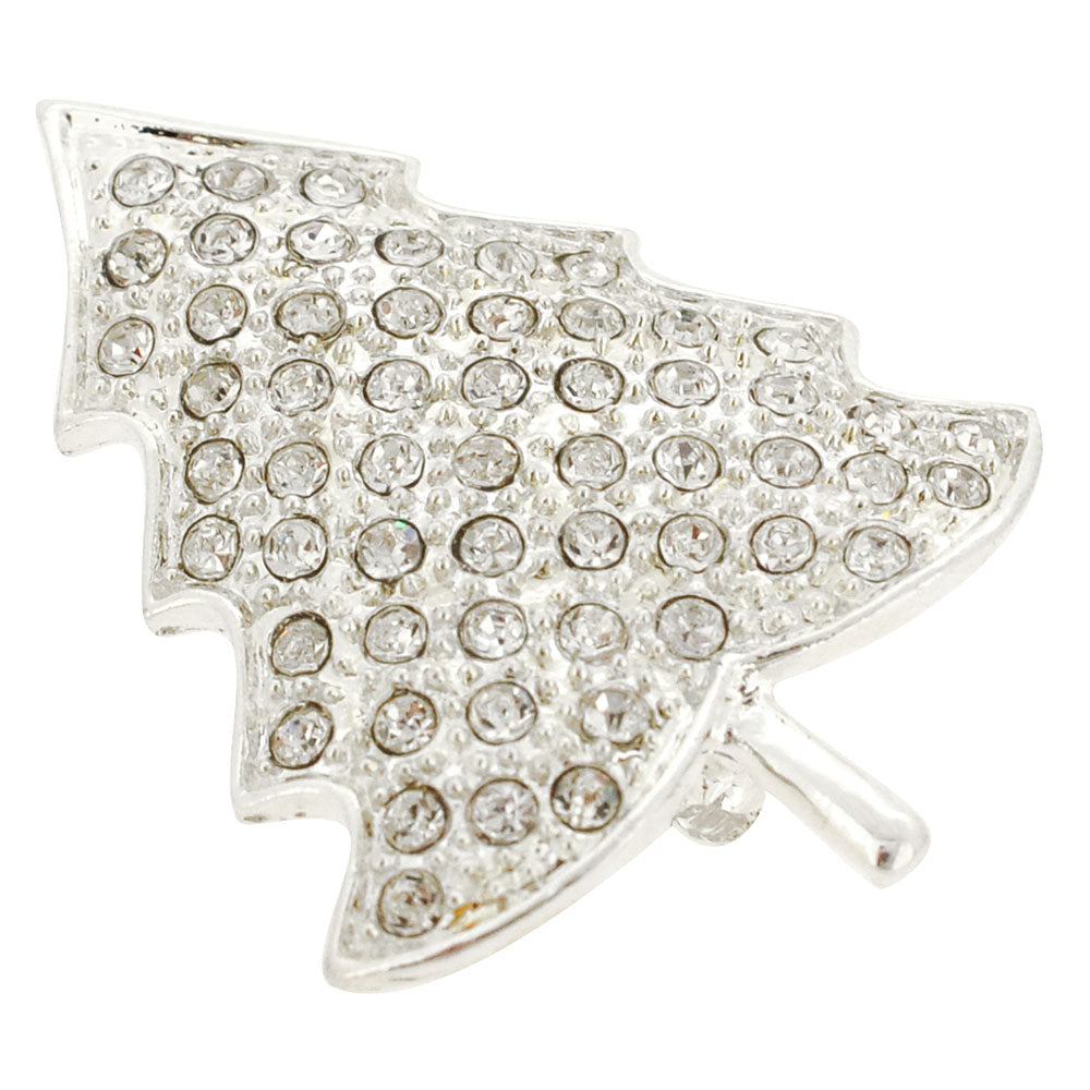 Silver Crystal Christmas Tree Brooch