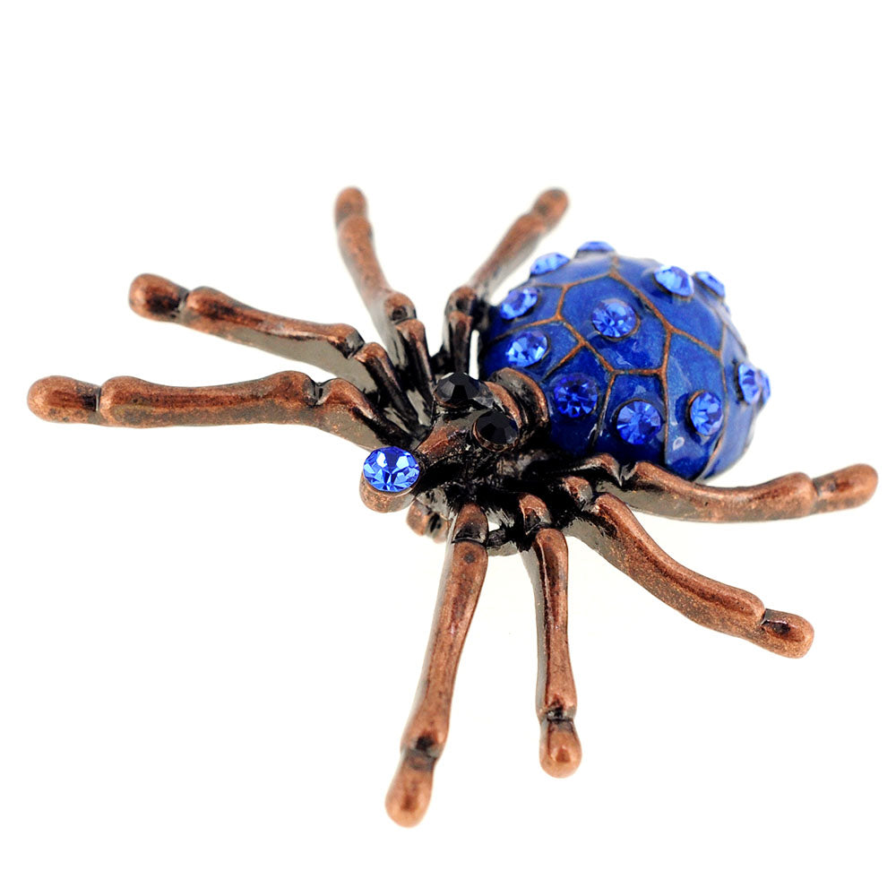 Blue Spider Crystal Pin Brooch