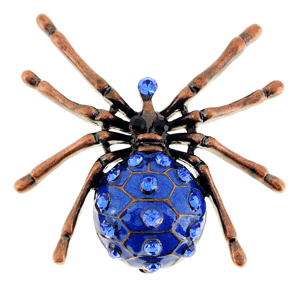 Blue Spider Crystal Pin Brooch