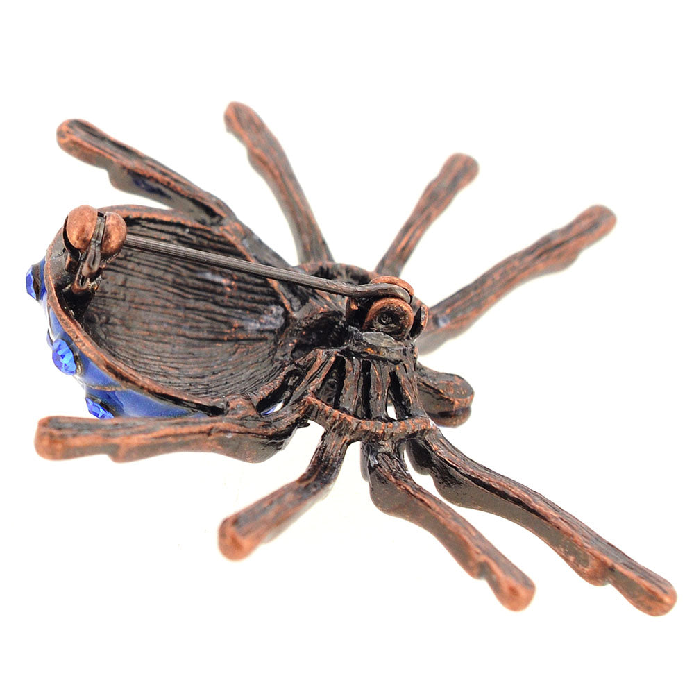 Blue Spider Crystal Pin Brooch