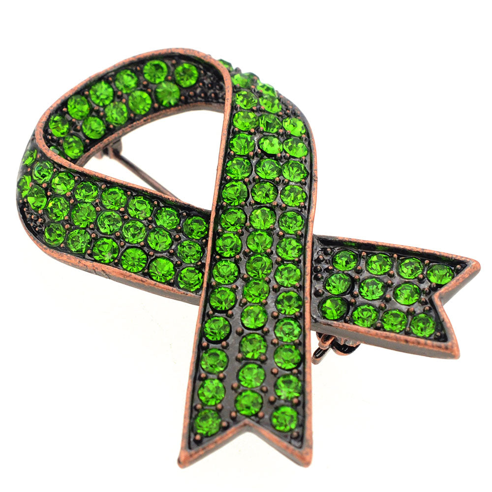 Emerald Green Ribbon Brooch