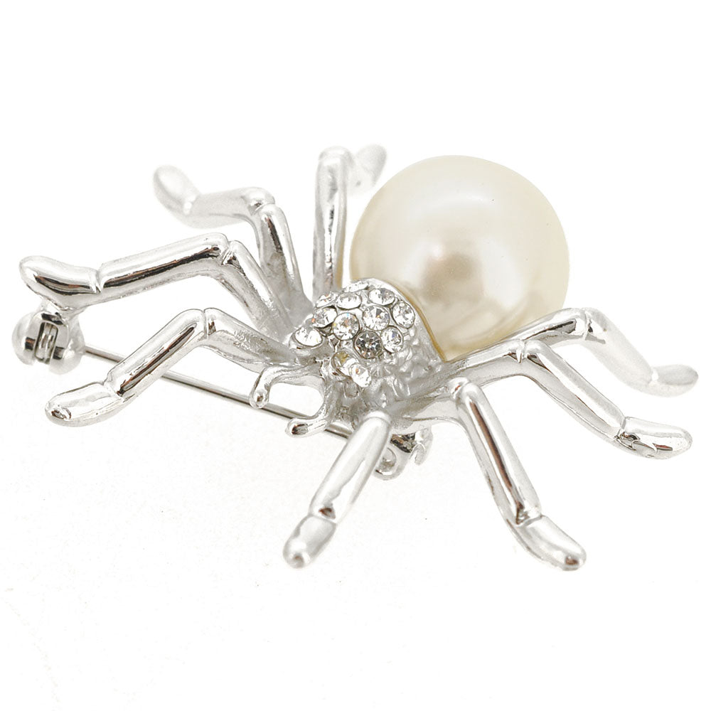 White Pearl Spider Pin