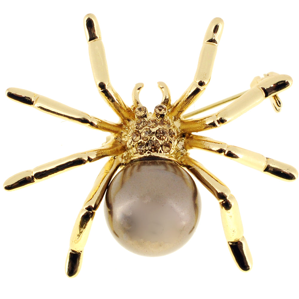 Brown Pearl Spider Pin